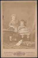 1873 Pest, Ellinger Ede (?-?) császári és királyi udvari fényképész műtermében készült, keményhátú vintage fotó, felirata szerint a Tormay lányokat ábrázolja, 17x11 cm