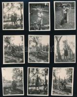 1947 Kinszki Imréné felvételei Verőcén, 9 db vintage fotó, valamennyi feliratozott, 5,5x4,5 cm