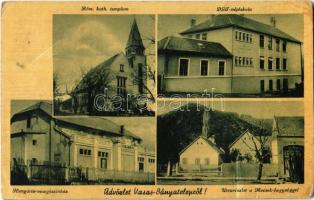 1944 Pécs, Vasas bányatelep, Római katolikus templom, iskola, Hungária mozgószínház, mozi, utca, Mecsek (b)