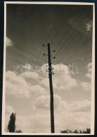 cca 1936 Kinszki Imre (1901-1945) budapesti fotóművész hagyatékából jelzés nélküli vintage fotó (villanyoszlop), 8,4x5,6 cm