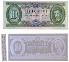 1975. 10Ft Ag bankjegyveret (~217,7g/7 uncia/0.999/154x70mm) + 1975. 10Ft T:PP Hungary 1975. 10 Forint Ag banknote plaque (~217,7g/7 uncia/0.999/154x70mm) + 1975. 10 Forint C:PP Adamo F8