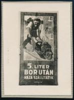 cca 1929 Kinszki Imre (1901-1945) budapesti fotóművész hagyatékából, jelzés nélküli vintage fotó (reklámtábla egy zuglói kiskocsma faláról), 8,5x6,3 cm