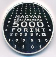 2003. 5000Ft Ag "Neumann János" kapszulában, tanúsítvánnyal T:PP Adamo EM188
