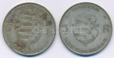 1947. 5Ft Ag "Kossuth" (2x) T:2-,3 patina
Adamo F8.1
