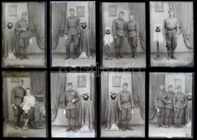 cca 1948 előtt, katonákról készült, 16 db vintage üveglemez NEGATÍV, fényképezte Mosonyi Antalné kiskunfélegyházi műtermében, 10x15 cm