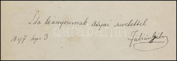 1897 Fábián Gáborról készült, feliratozott vintage fotó, 20,5x15 cm, karton (sarkán törésnyom), 31,5...