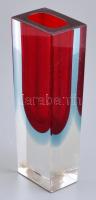 Rubin vörös muranoi váza, többrétegű, anyagában színezett, hibátlan. 13,5 cm