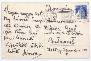 1921.Simon János György (1894-1968) húsvéti üdvözlő képeslapja Gerő Zsófiának (1895-1966), Gerő Ödön műkritikus lányának és a Gerő családnak, autográf aláírásával