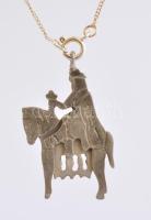 Ezüst lánc lovas medállal. Jelzett, 4,58 g