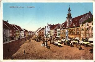 Maribor, Marburg an der Drau; Hauptplatz / main square, market vendors, shops. Rudolf Gaisser (EK)