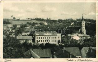 Gyönk, látkép, Községháza. Engel nyomda kiadása (kis szakadás / small tear)