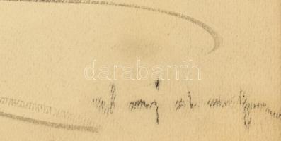 Vajda Ferenc (1892-?): Szánkózók. Akvarell, ceruza, papír, jelzett. Üvegezett fa keretben. 28,5x42 c...