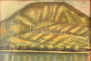 Román György (1903-1981): Vízpart, 1953. Pasztell, papír, jelzett. Üvegezett fa keretben, 34×49 cm