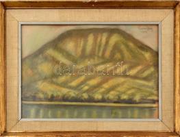 Román György (1903-1981): Vízpart, 1953. Pasztell, papír, jelzett. Üvegezett fa keretben, 34×49 cm