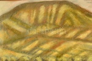 Román György (1903-1981): Vízpart, 1953. Pasztell, papír, jelzett. Üvegezett fa keretben, 34×49 cm