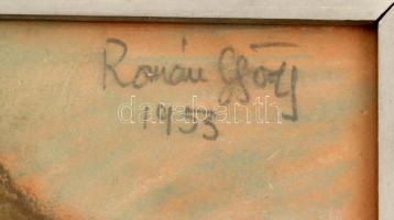 Román György (1903-1981): Vízpart, 1953. Pasztell, papír, jelzett. Üvegezett fa keretben, 34×49 cm