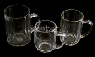 XIX: sz vége- XX. sz eleje: 3 db régi sörös korsó 0,5l, 0,3l részben jelzettek.