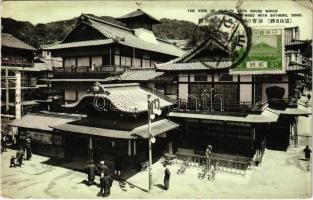 Dogo, The view of Yojo-Yu Bath House which is thronged with bathers. TCV card (EK)