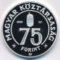 1999. 75Ft Ag "75 éves az MNB" kapszulában, tanúsítvánnyal T:PP  Adamo EM158