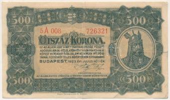 1923. 500K Magyar Pénzjegynyomda Rt. Budapest nyomdahely jelöléssel T:III Adamo K34