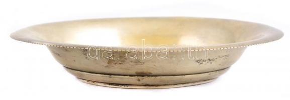 Ezüst (Ag) virág motívumos tálka, jelzett, kis horpadásokkal, d:16 cm, nettó: 106 g