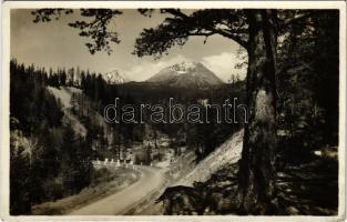 1935 Tátra, Vysoké Tatry; Gerlachovsky stít / Gerlachfalvi-csúcs, út / mountain peak, road