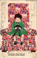 1917 Festhalten muss man ihn, den Bösen kleinen Serben! / Art Nouveau child, anti-Serbian mocking. B.K.W.I. 364-1. s: Mela Koehler (EK)