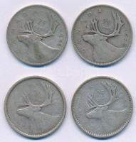 Kanada 1947-1955. 10c Ag (4xkfl) T:2- Canada 1947-1955. 10 Cents Ag (4xdiff) C:VF