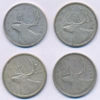 Kanada 1949-1968. 10c Ag (4xkfl) T:2-,3 Canada 1949-1968. 10 Cents Ag (4xdiff) C:VF,F