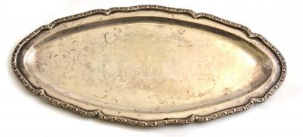 Kávézó tálca. XIX. sz. ezüst (Ag) jelzett, mesterjegyes. 296 g 32x16 cm