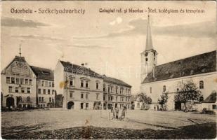 Székelyudvarhely, Odorheiu Secuiesc; Református kollégium és templom, György V. üzlete / Calvinist boarding school and church, shop