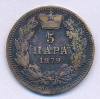 Szerbia 1879. 5p Br "I. Milán herceg" T:2-,3 
Serbia 1879. 5 Para Br "Milan I, as Pr...