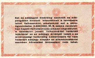 1946. 100.000.000AP vízjel nélkül, fehér papíron, hátlapi szöveg vastag betűvel T:I