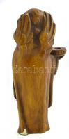 Achatit barokk stílusú faragott fa szobor. Jelzett, sérült. 22 cm