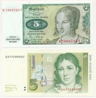 NSZK 1980. 5M + Németország 1991. 5M T:I- FRG 1980. 5 Mark + Germany 1991. 5 Mark C:UNC Krause 30, 37