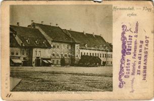 Nagyszeben, Hermannstadt, Sibiu; Gr. Ring mit der bestandenen Hauptwache. Gustav Gürtler Handlung / tér, üzlet / square, shop  (szakadás / tear)