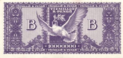 1946. 10.000.000B.-pengő T:II+ Csak egyszer hajtva, törve nem!