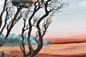 Marosán László (1955-): Tisztás. Olaj, farost, jelzett, hátoldalán a művész bélyegzőjével. Fa keretb...