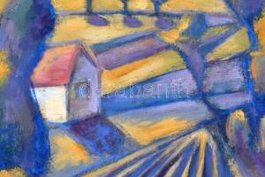 Rafael Győző Viktor (1900-1981): Táj. Olaj, karton, jelzett. Hátoldalán Képcsarnok Vállalat címkéjév...