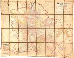 cca 1950 Budapest térképe, 1:33.000, Titkos, Bp., Honvéd,(Offset-ny.), vászonra kasírozva, kopásnyomokkal, kis szadásokkal, kis sérüléssekkel, kis foltokkal, egy szelvényen ceruzás jegyzettel, 958. számú példány, 87x110 cm