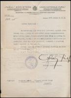 1925 Turul Szövetség levele, rajta a külügyi osztály vezérének az aláírásával