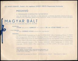 1934 Társadalmi Egyesületek Szövetségének meghívója a magyar bálra
