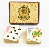 cca 1900 Ferdinand Piatnik römi kártya paklik eredeti, sérült dobozában, A kártyák szép állapotban 6,5x4 cm