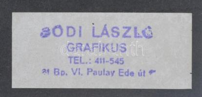 1985 Bodi (?) László grafikus plakáttervének diaképe kihajthatós kartonlapon