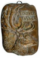 FP jelzéssel Cervus Dama - Dámvad. Bronz fali dísz. 11x15 cm
