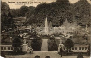 Tőketerebes, Trebisov; Gróf Andrássy Gyula kastély park, szökőkút / castle park, fountain (EM)