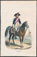 cca 1840 Hippolyte Bellangé (1800-1866)- Quichon (?-?): Grosse Cavalerie 1795, kézzel színezett fametszet, papír, 21x13 cm