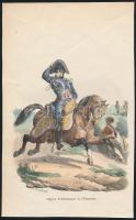 cca 1840 Hippolyte Bellangé (1800-1866)-Henri-Désiré Porret (1800-1867): Officier dOrdonnance de lEmpereur, kézzel színezett fametszet, papír, 21x13 cm
