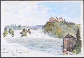 1900 Rheinfall, Rhine Falls waterfall; Greiner & Pfeiffer s: W. Zweigle (27,2 x 18,6 cm) (EK)