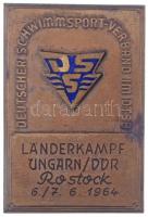 NDK 1964. DSSV - Magyarország/NDK - Rostock 1964 Br sportérem (48x71mm) T:2 GDR 1964. DSSV - Hungary/GDR - Rostock 1964 Br sport medal (48x71mm) C:XF
